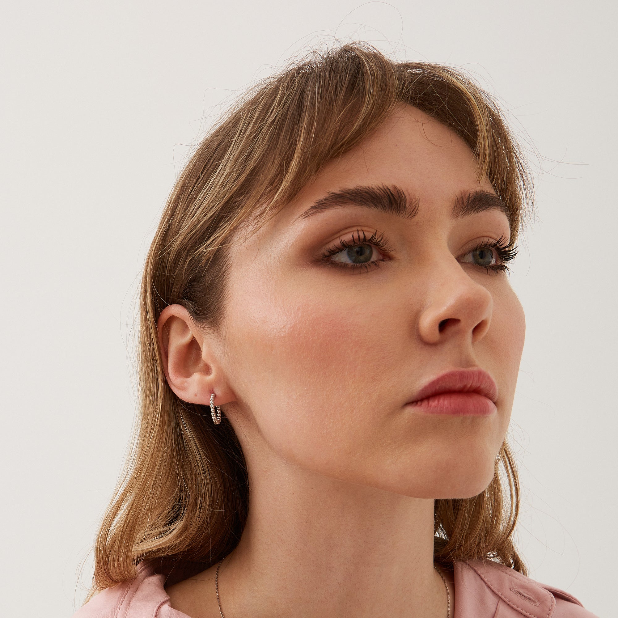 Silver Bead Hoop Sterling Silver Earring, Image 3 of 4