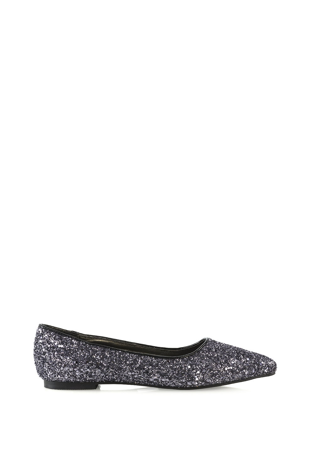 Black 'Rosalie' Statement Pointed Toe Flat Bridal Ballerina Pump Shoes