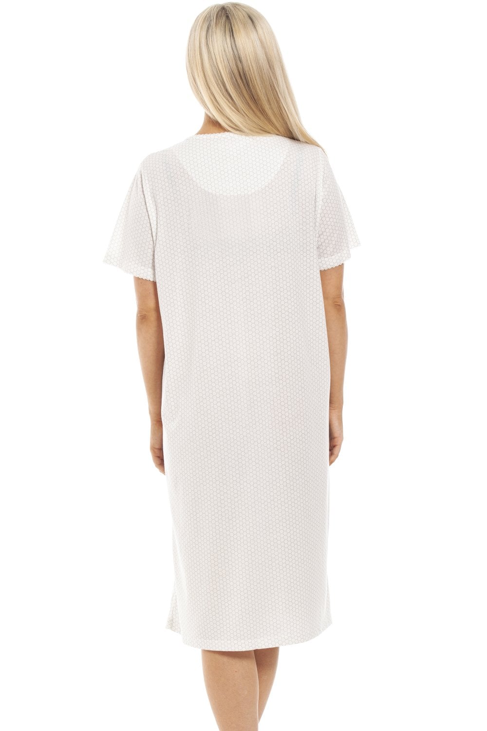Ivory Honeycomb Print Jersey Nightdress, Image 3 of 4