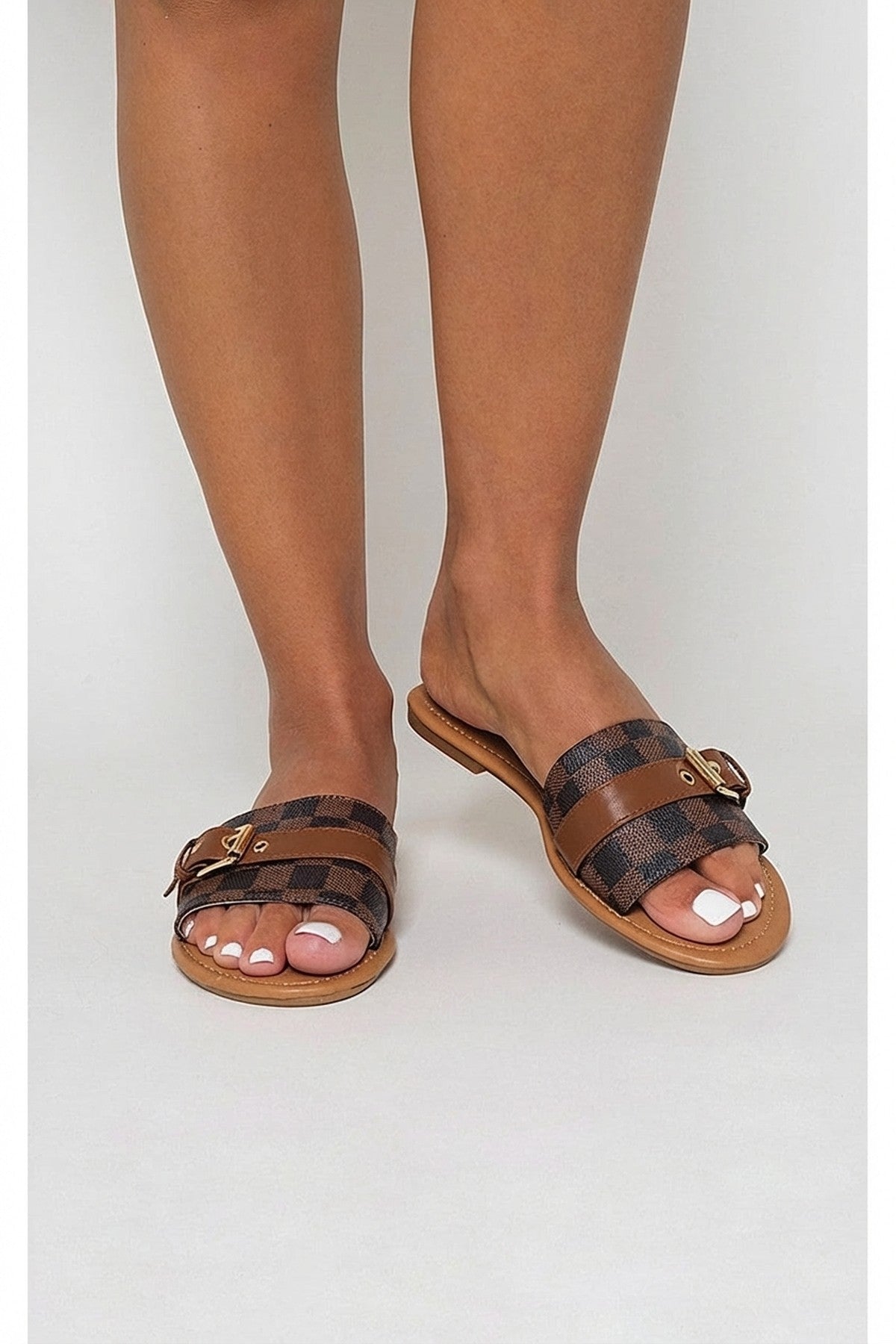 Brown 3694 Brown Ariah Open Toe Flat Sandals, Image 5 of 8