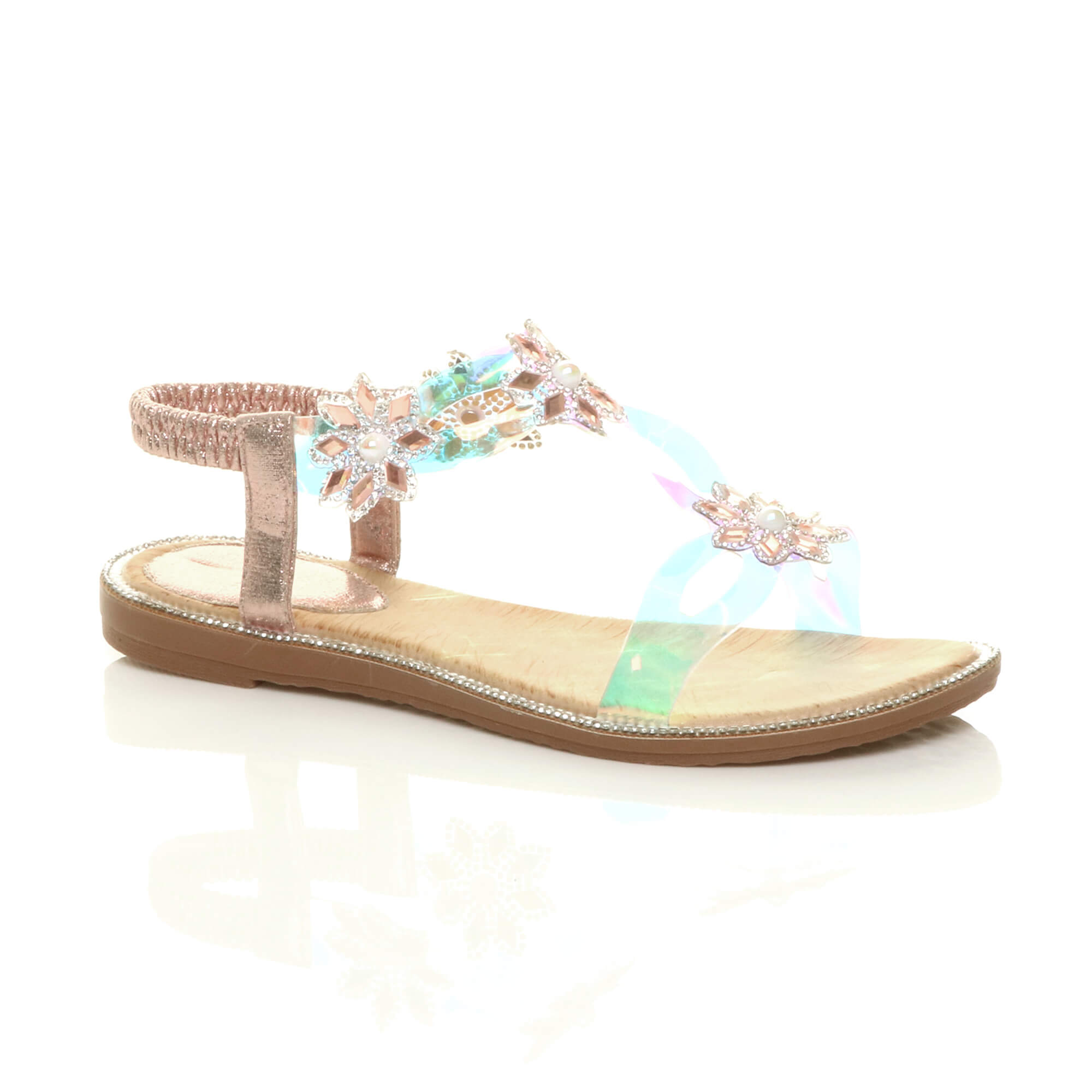 Rose Gold AJVANI Rose Gold Transparent Slingback Strappy Sandals, Image 1 of 5