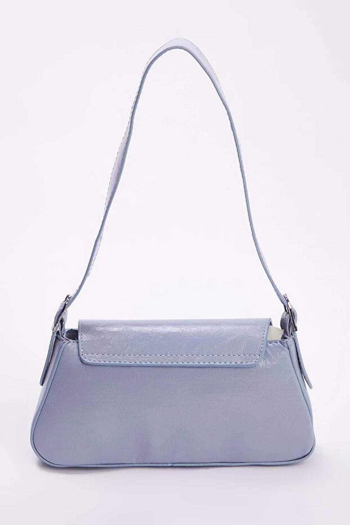 Blue WOVCOR Blue Flap Over Baguette Shoulder Bag, Image 4 of 4