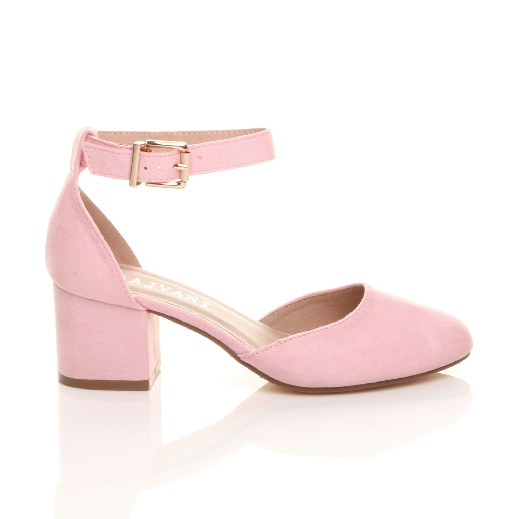 Light Pink AJVANI Light Pink Mid Block Heel Ankle Strap 2 Part Heels, Image 2 of 6