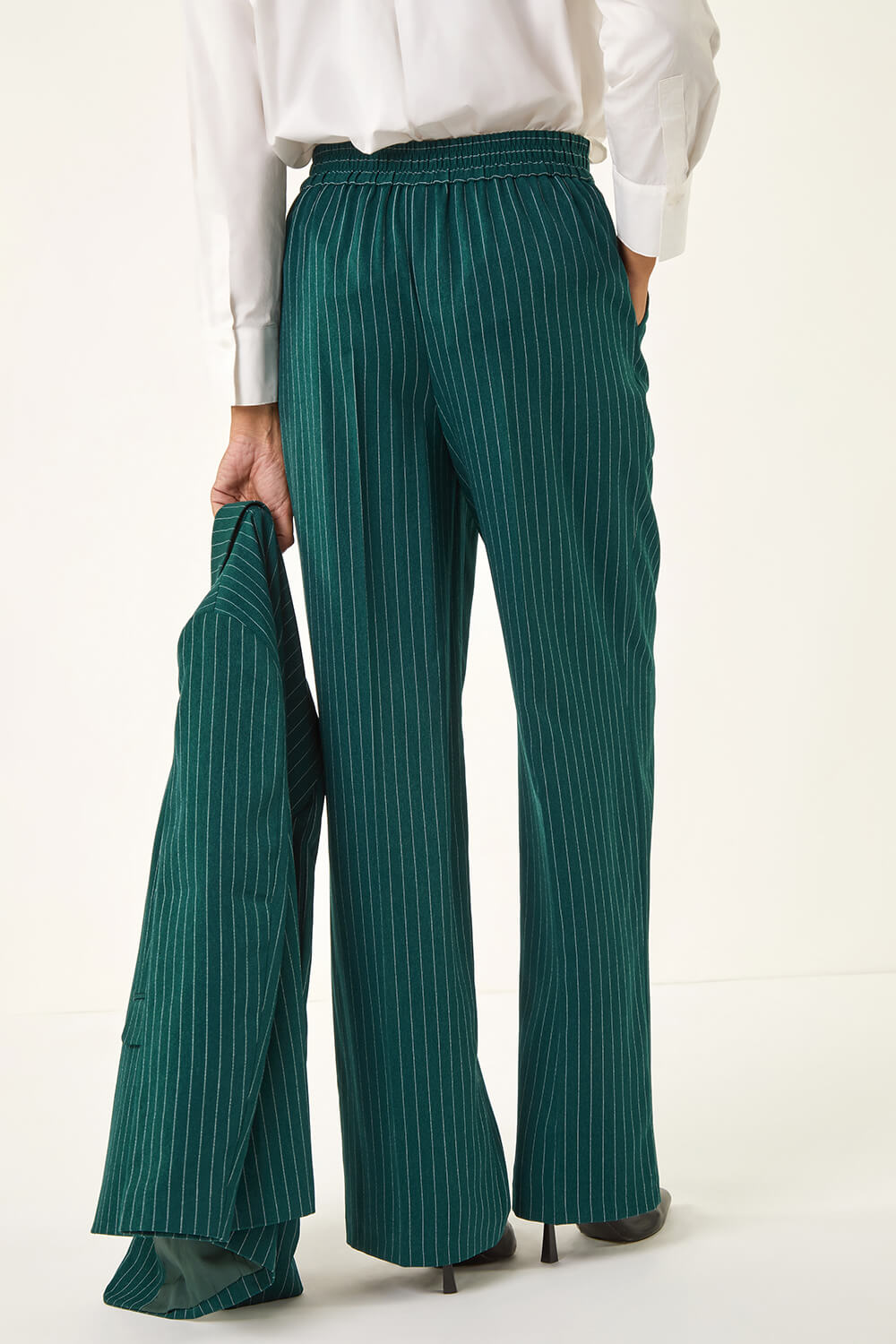Green Stripe Wide Leg Trouser, Image 5 of 7
