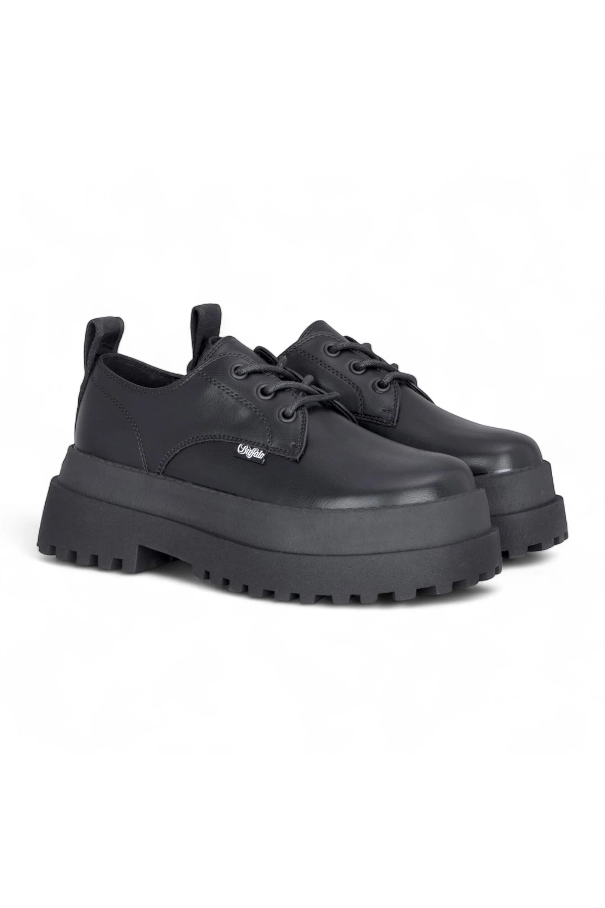 Black Womens Chunky Lace-Up Derby Shoes Pluto, Image 2 of 6