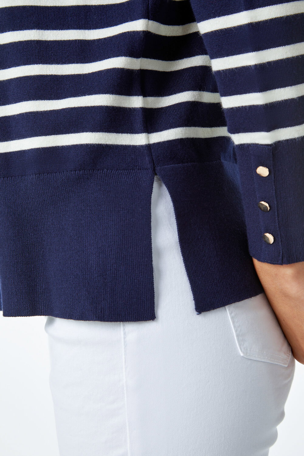 Relaxed Polo Neck Striped Jumper, Image 6 of 5