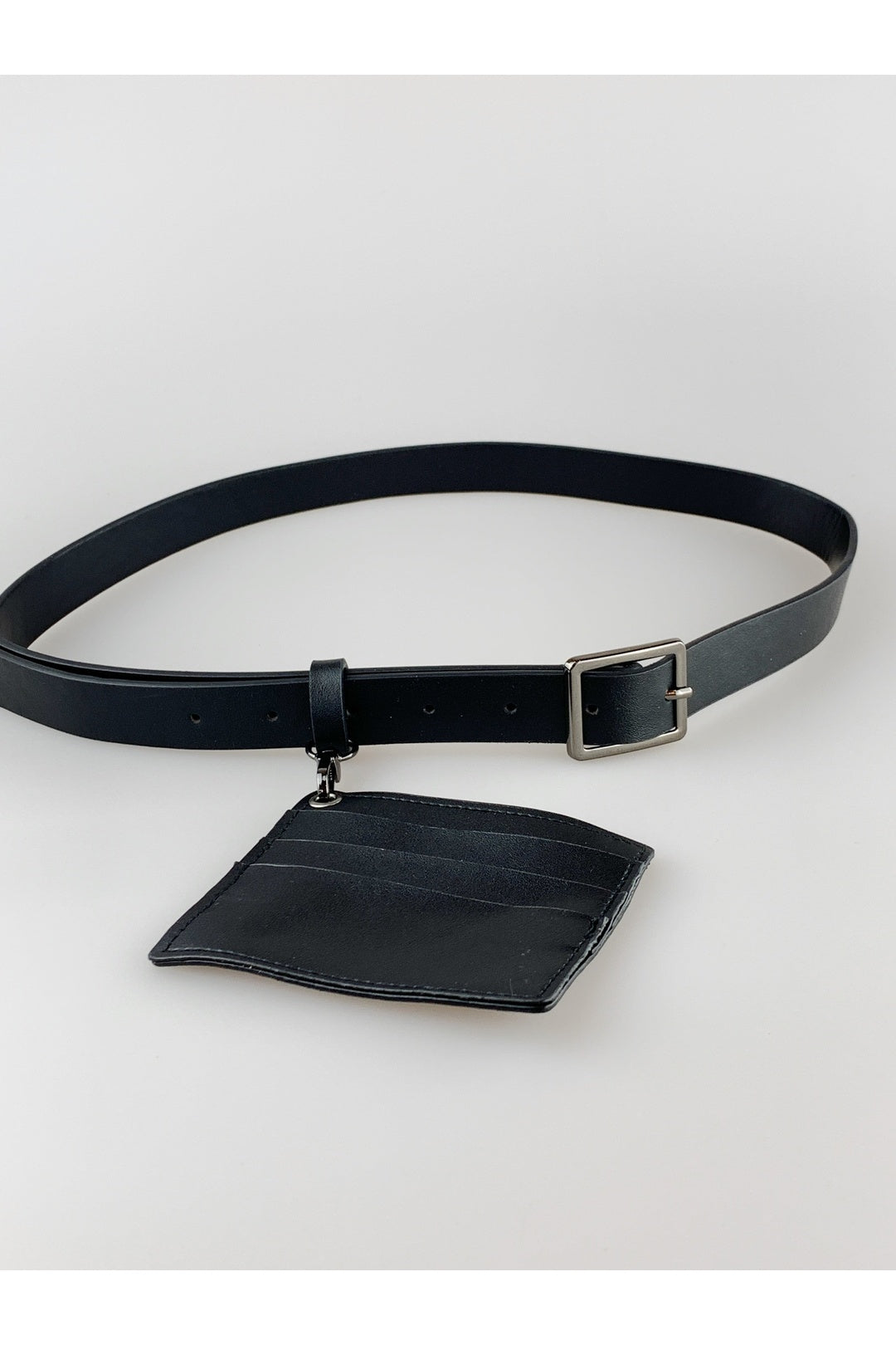 Black PU Leather Belt with Dettachable Card Holder, Image 3 of 7