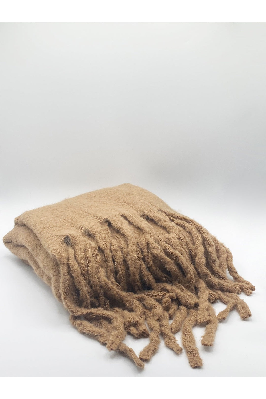 Beige Knitted Scarf With Tassels, Image 2 of 2