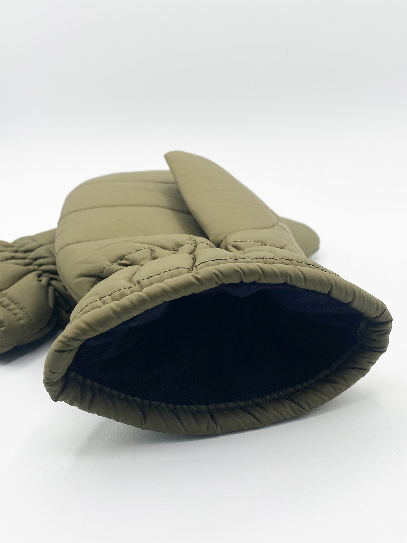 Khaki Quilted Mittens, Image 3 of 3