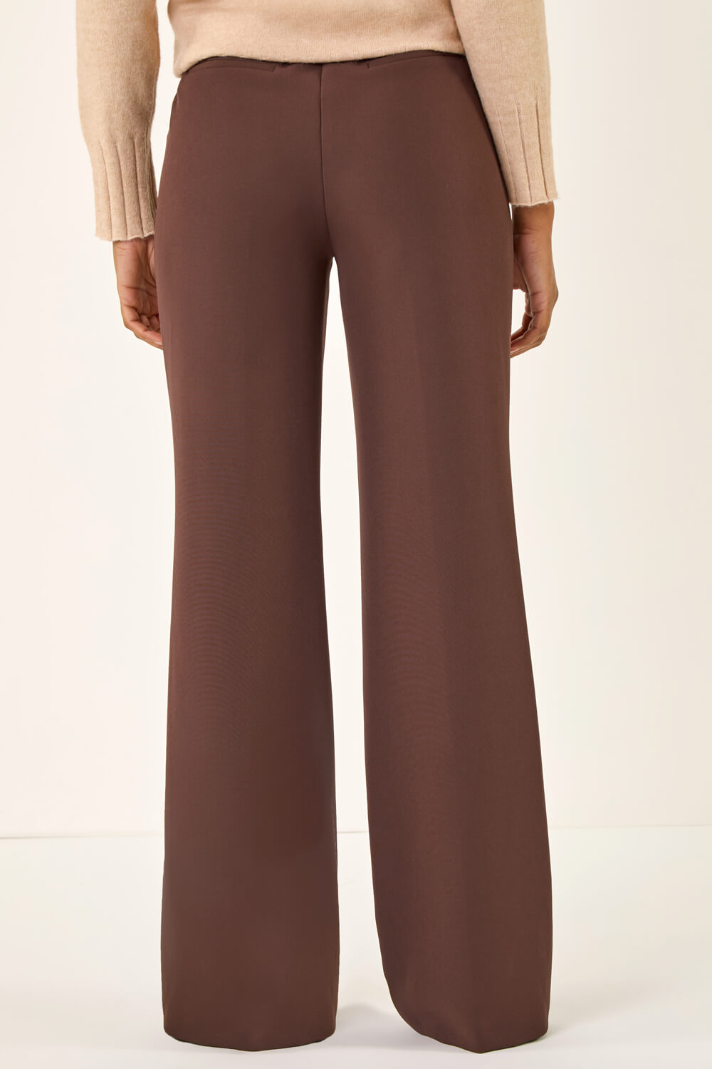 Chocolate Pocket Button Smart Stretch Trousers, Image 6 of 7