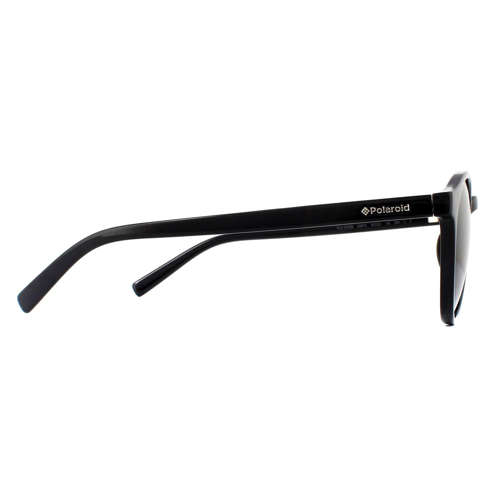 Black Round Shiny Black Grey Polarized Sunglasses, Image 4 of 4