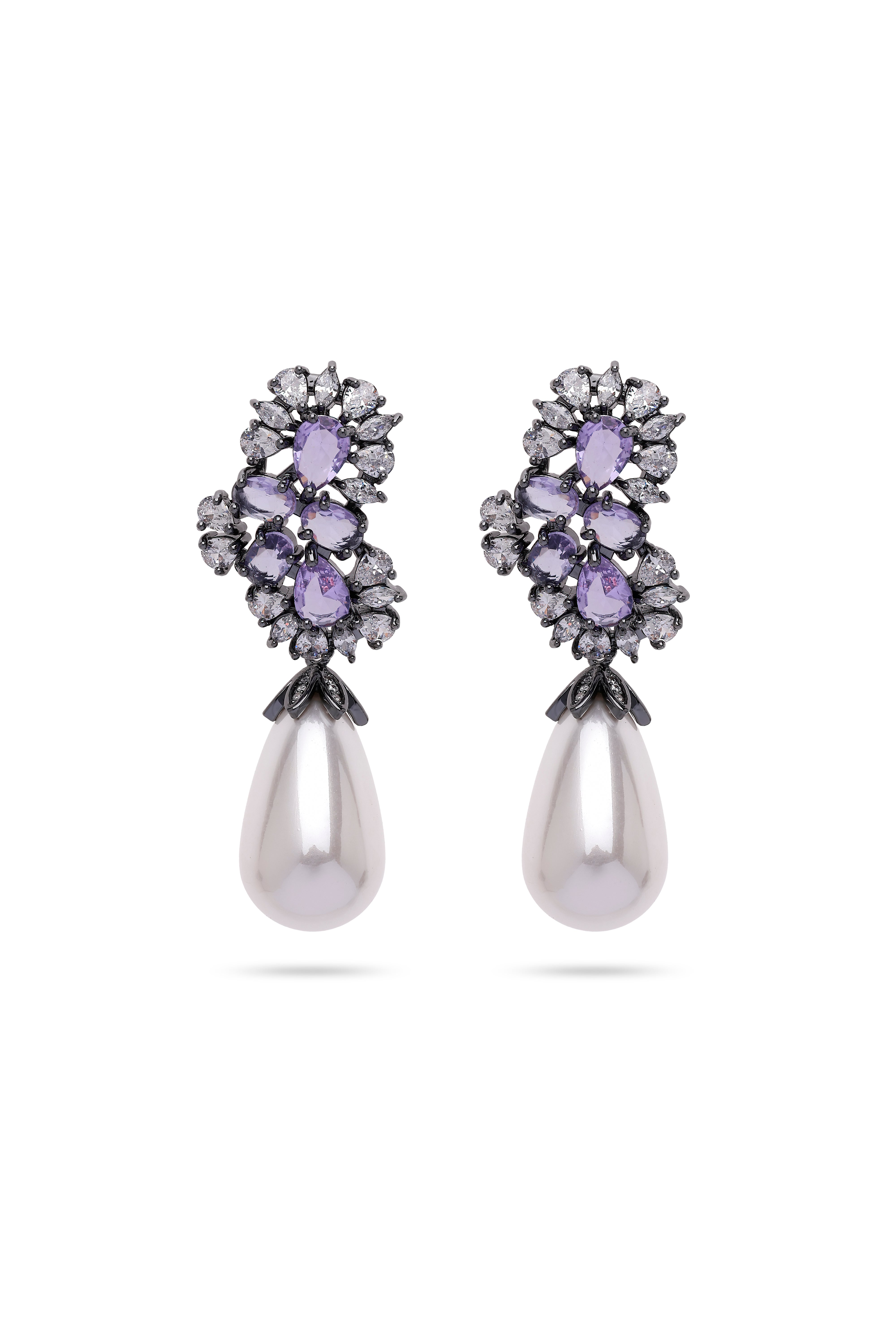 Purple Elegant Purple Pearl Drop Earring