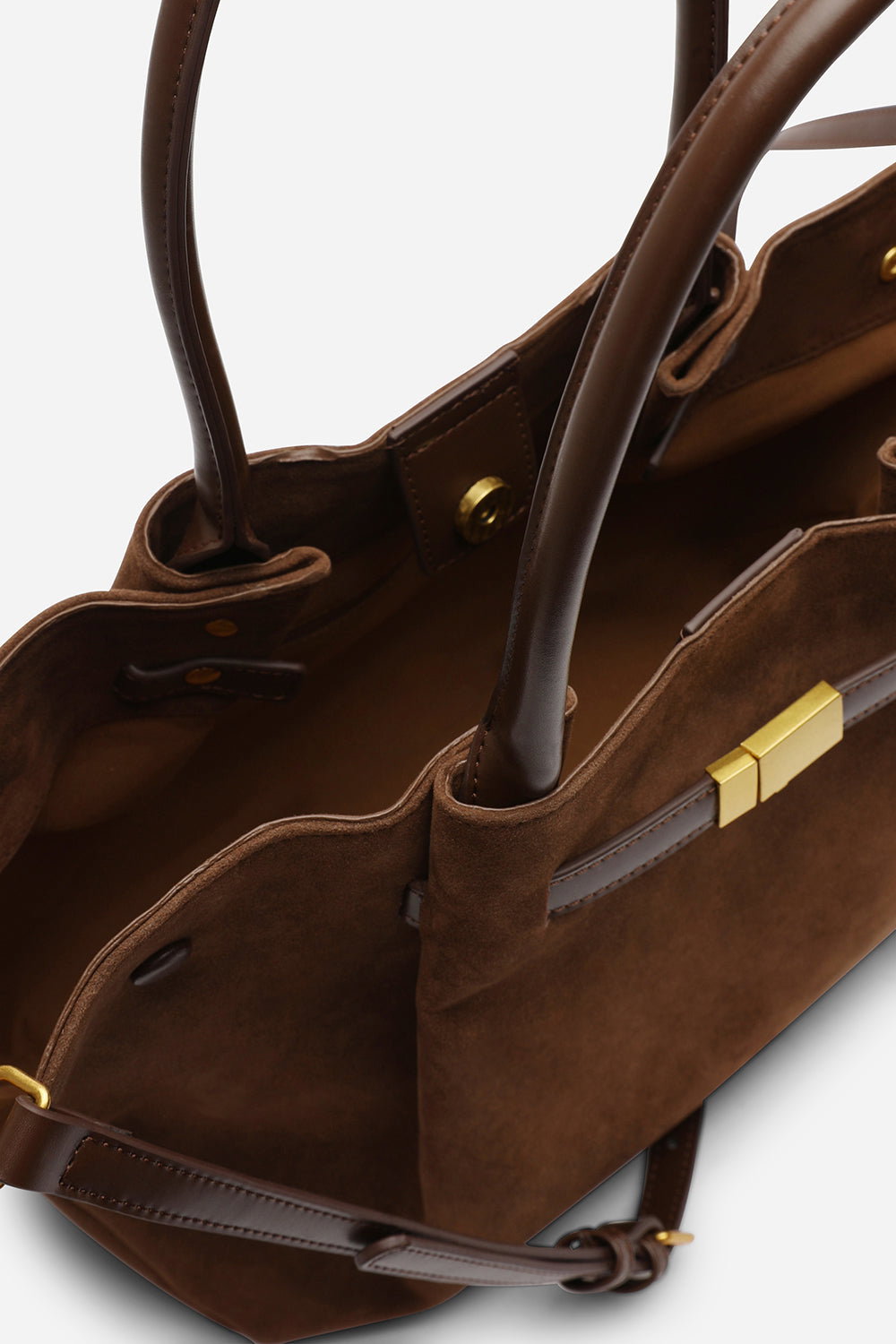 Brown Dove Suede Handheld Tote Bag, Image 4 of 4