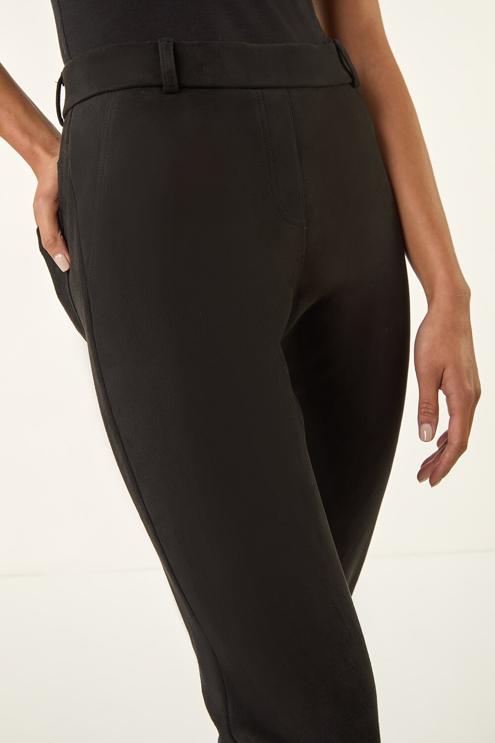 Black Petite Faux Suede Stretch Jeggings, Image 6 of 5