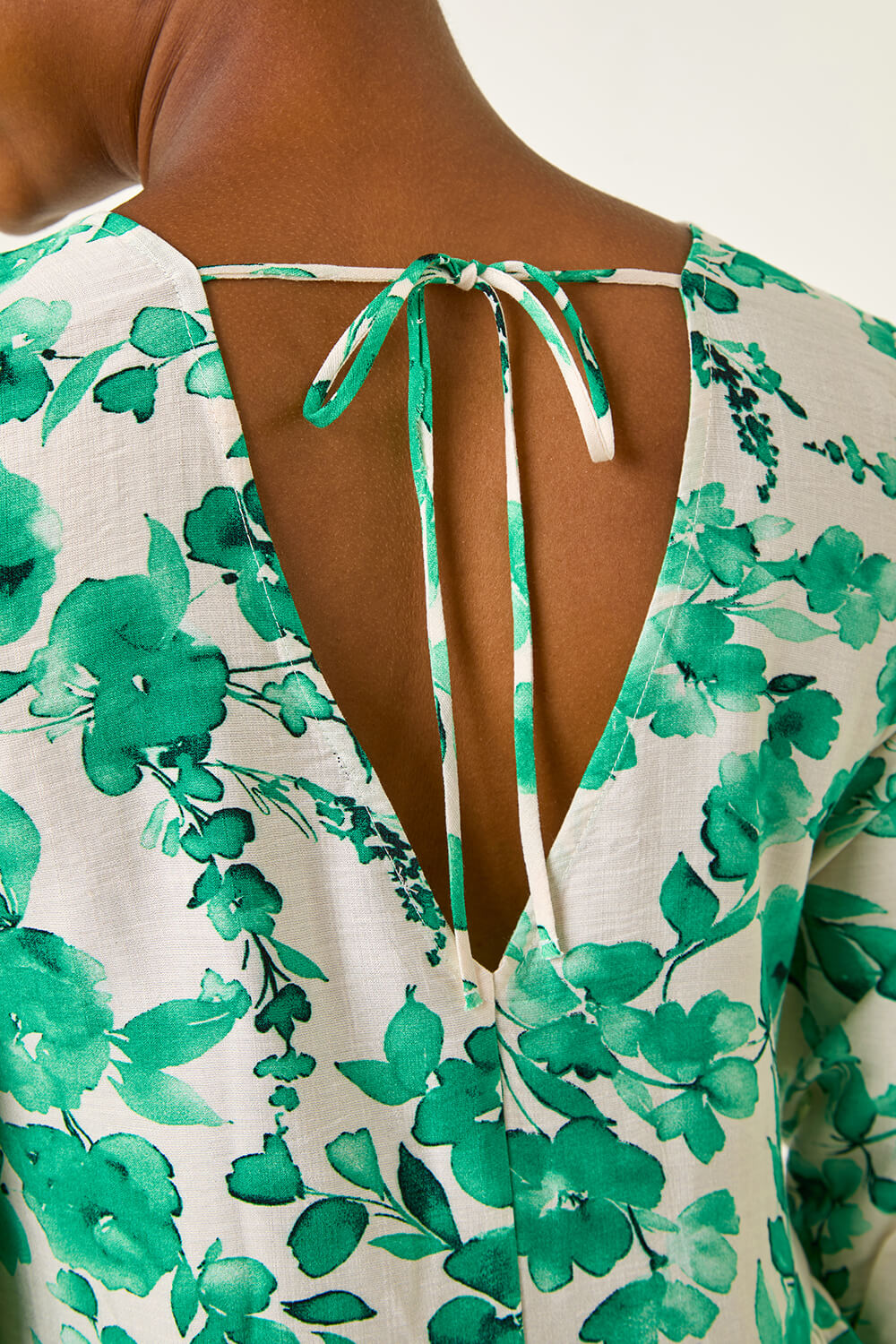 Green Floral Print Smock Dress, Image 6 of 5