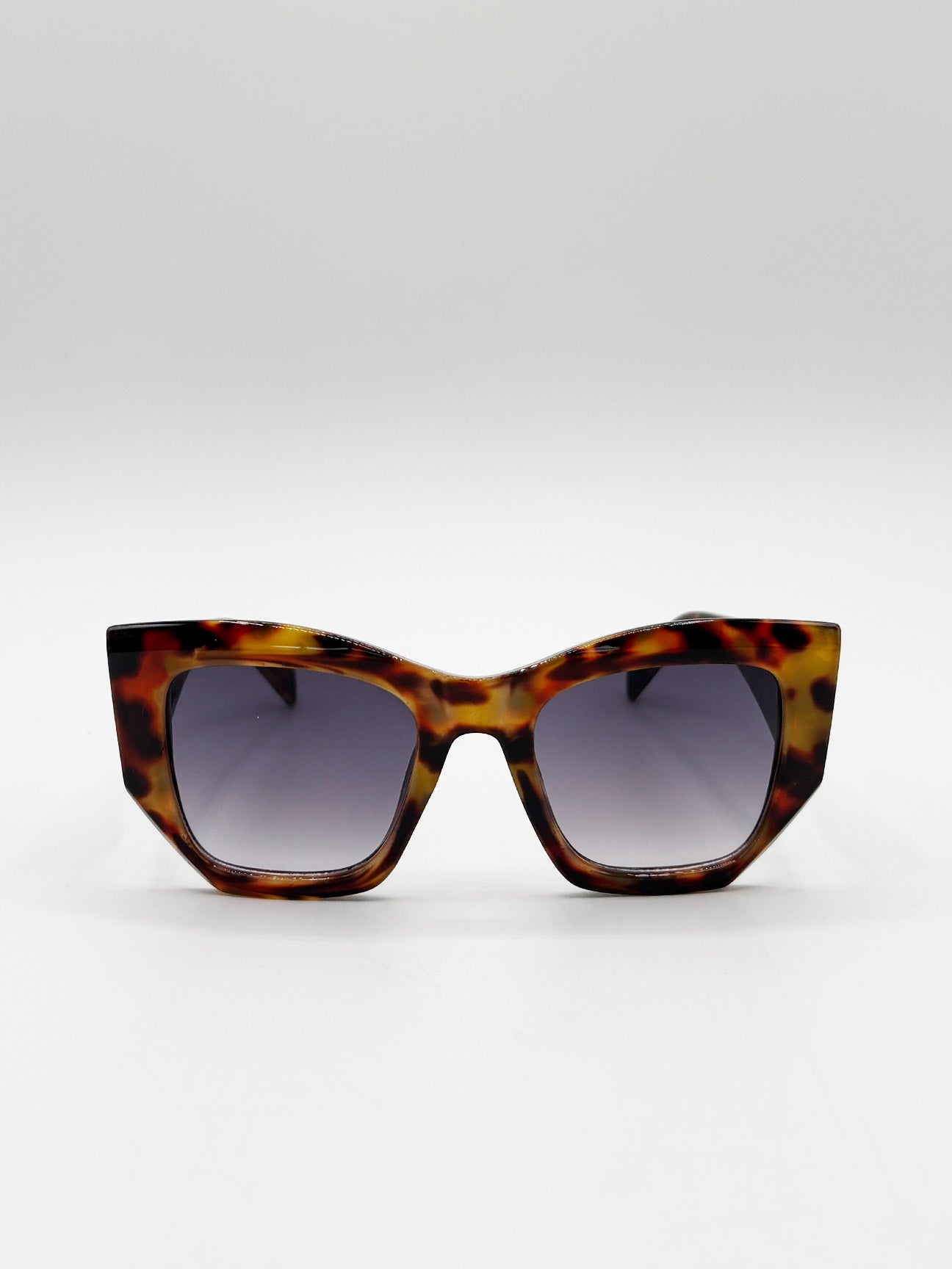 Brown Square Cat-Eye Sunglasses in Tortoiseshell, Image 1 of 4