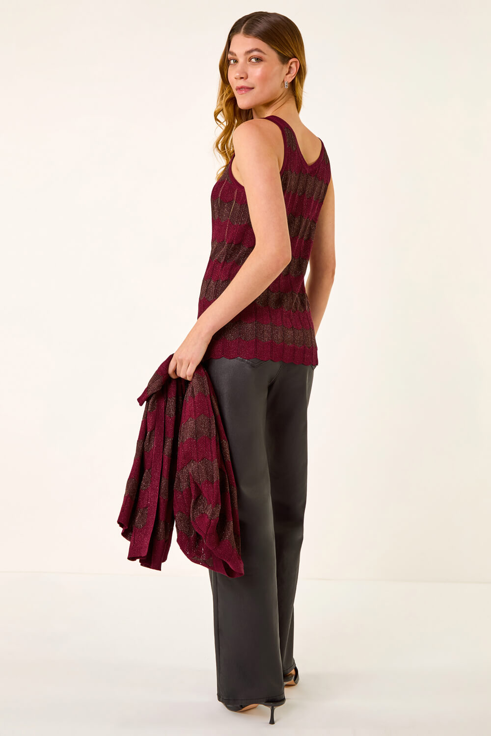 Red Shimmer Knitted Top, Image 4 of 5