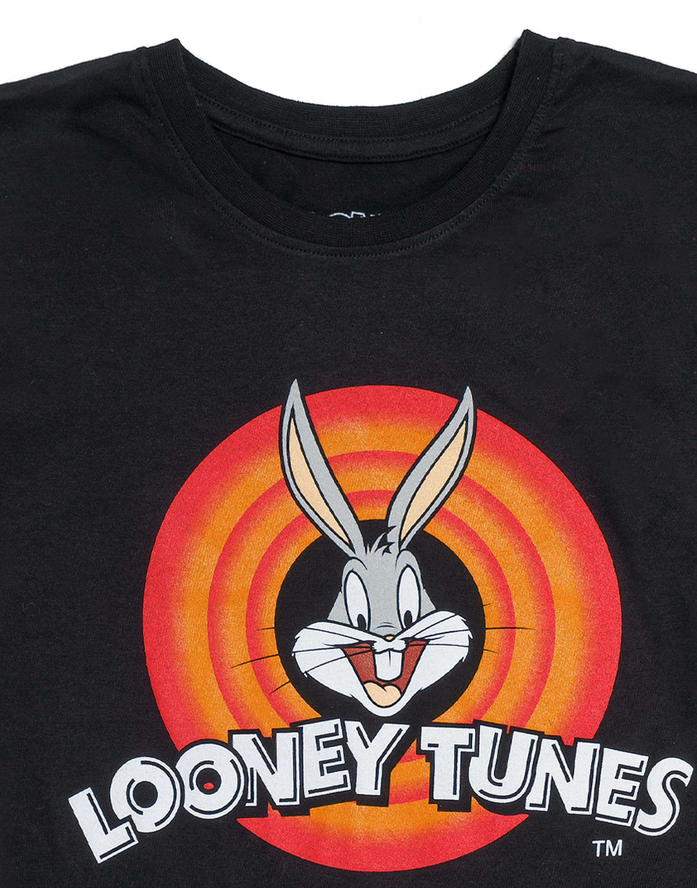 Black Looney Tunes Bugs Bunny Women's Black T-shirt, Image 3 of 5