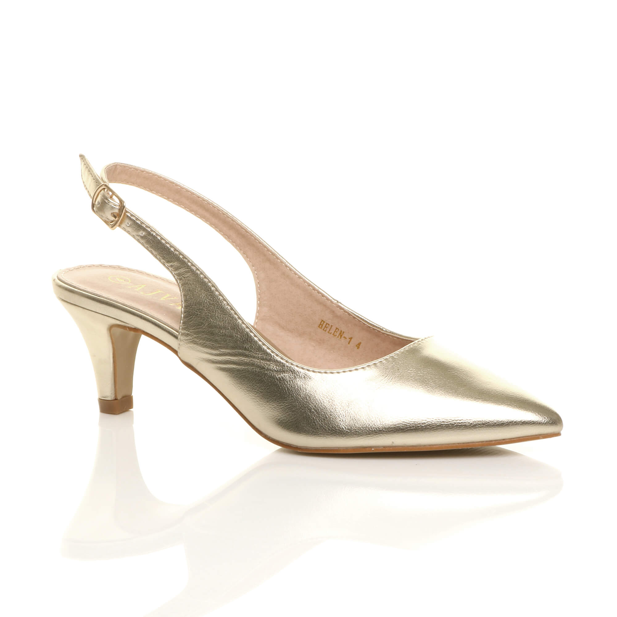Black Mid Heel Slingback Pointed Toe Court Shoes