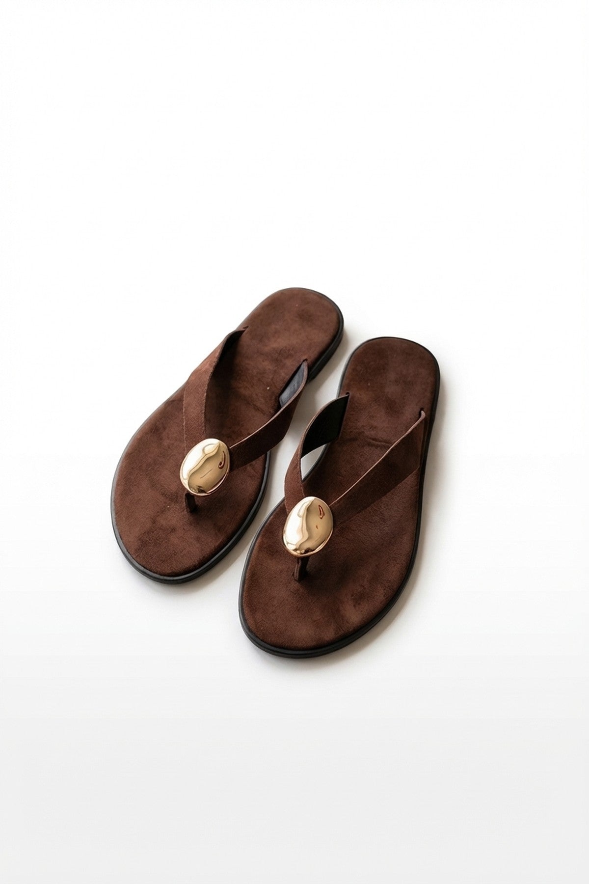 Black Thea Womens Gold Trim Thong Flat Sandals
