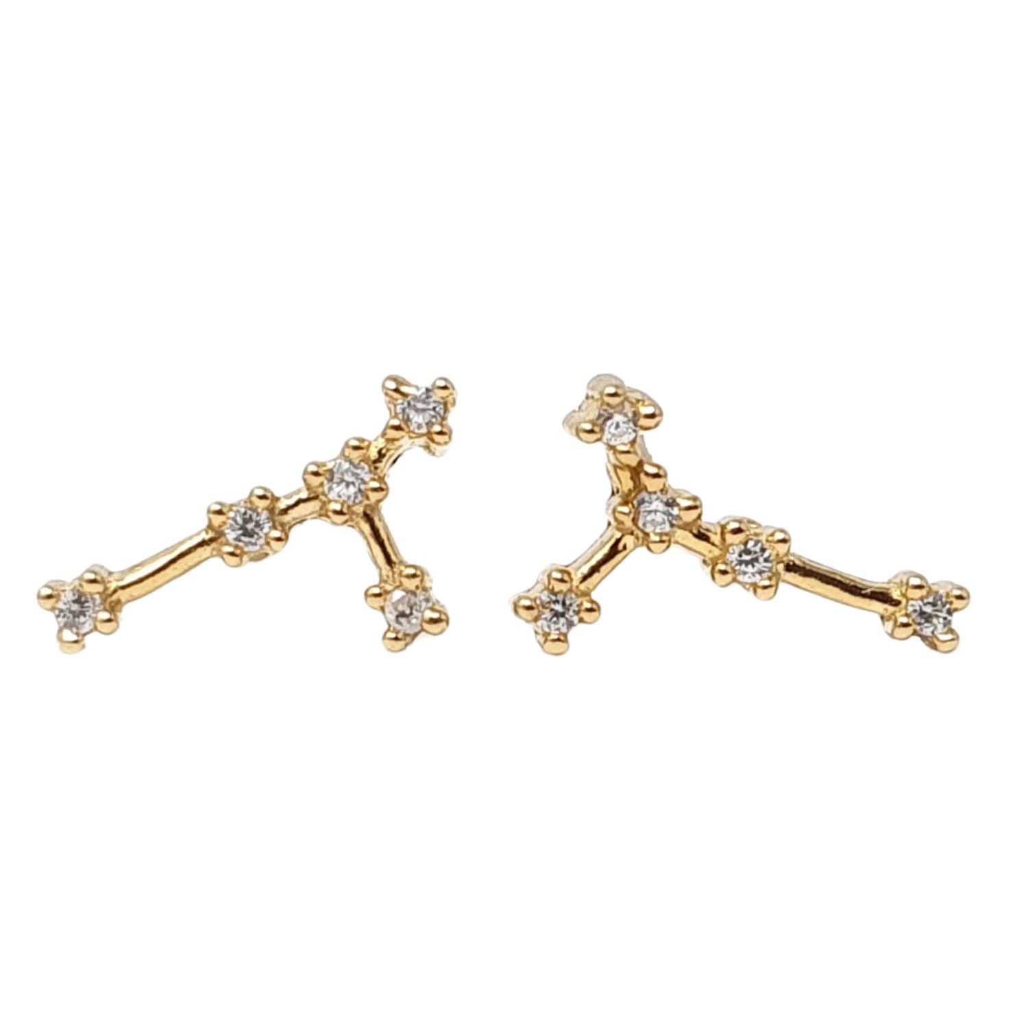 Gold Cancer Star Sign Constellation Astrology Tiny Earrings, Image 1 of 2