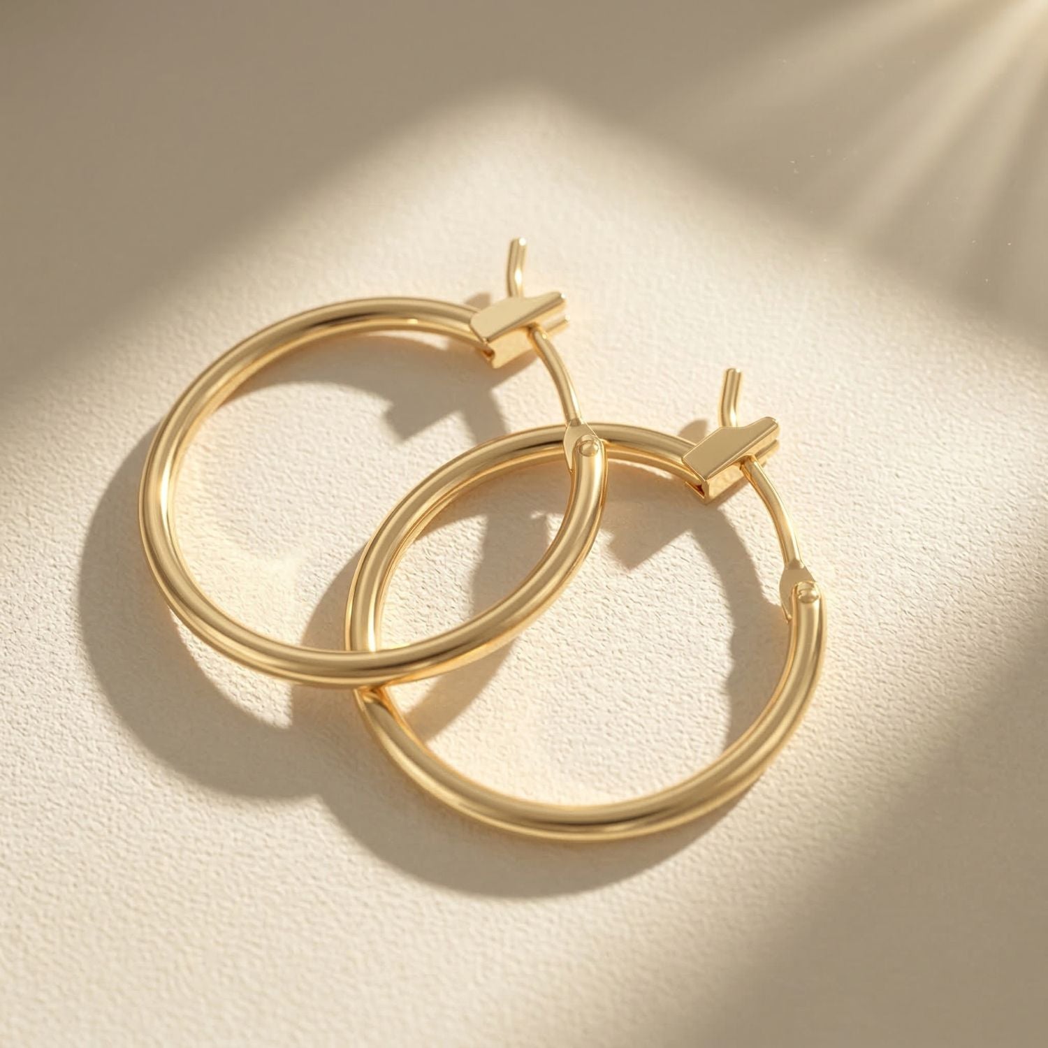 Gold Small Plain Gold Plated Hoop Earrings, Image 1 of 5