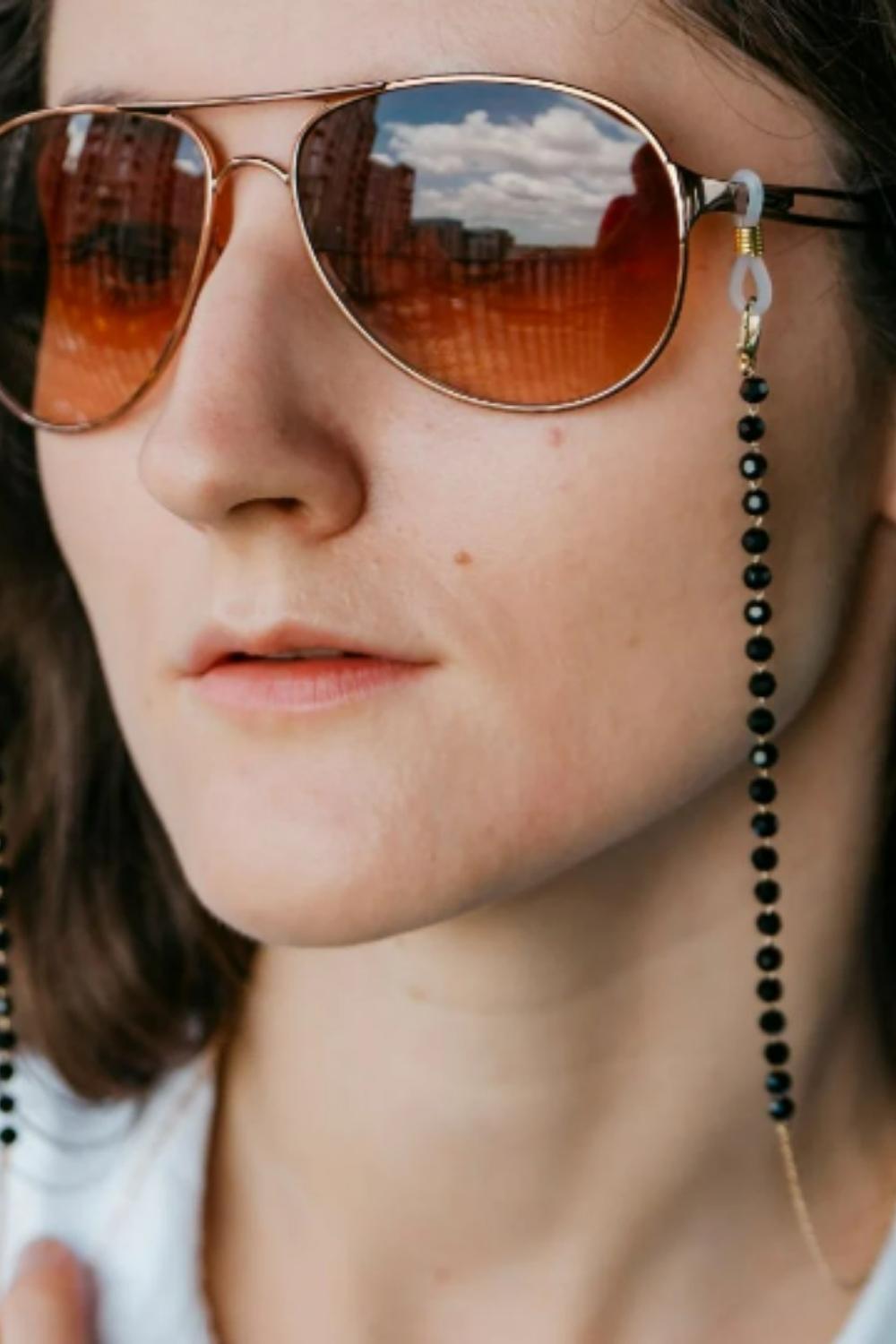 Gold Evil Eye Glass Bead Sunglass Eyeglass Chain, Image 1 of 2