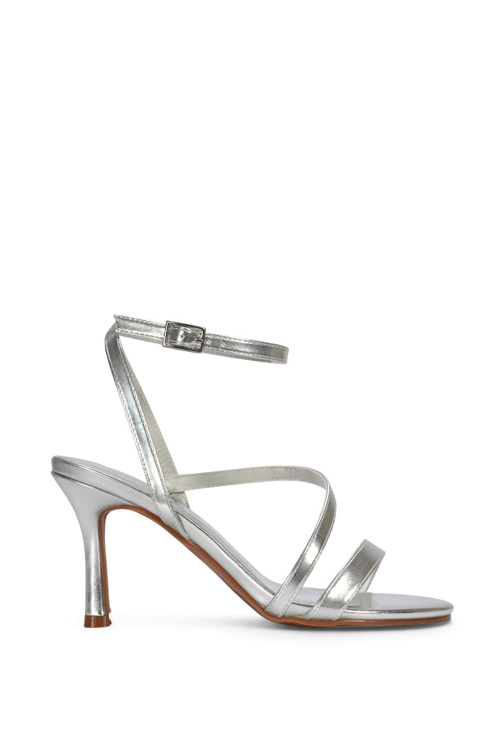 Silver XY LONDON Silver 'Sherry'' Strappy Barely There Stilettos Heel Shoes, Image 1 of 5