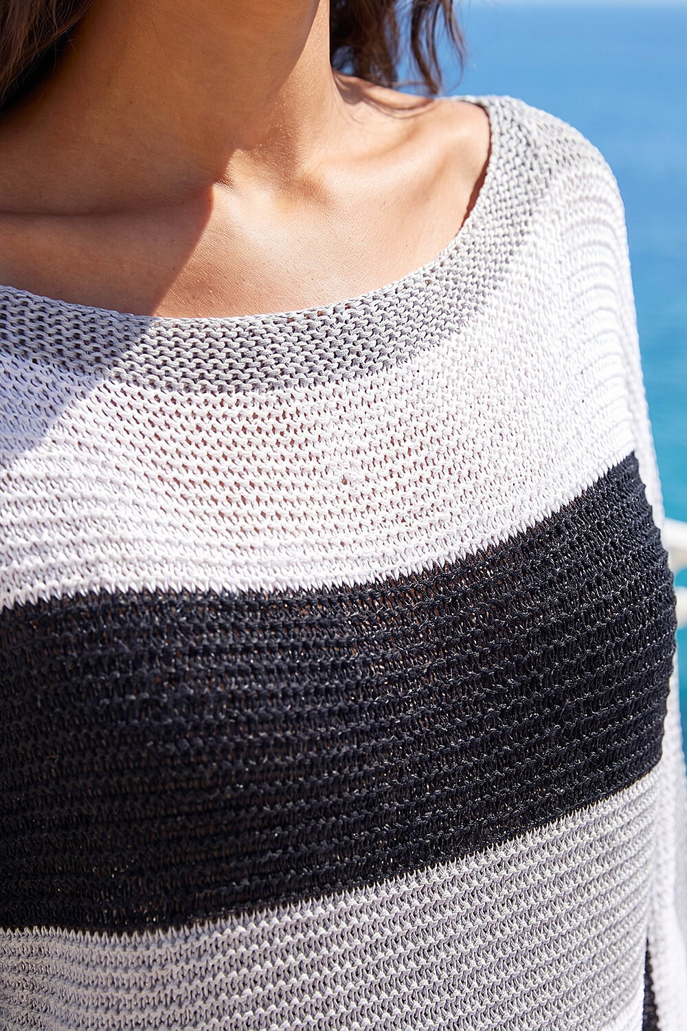Grey Colourblock Stripe Knit Jumper, Image 5 of 4