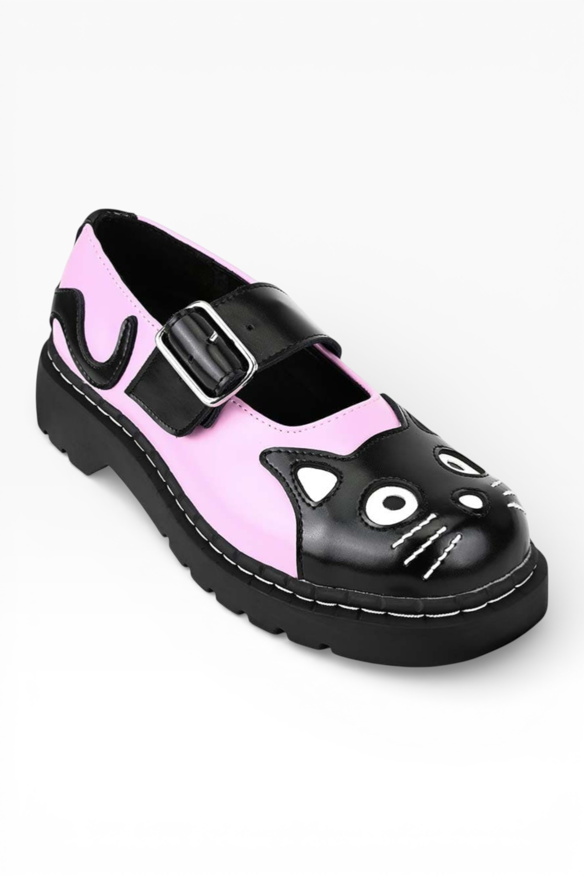 Pink TUK Footwear Pink Mary Jane Leather Goth Shoes - T2344, Image 2 of 7