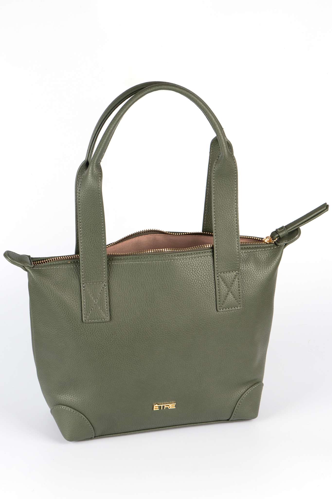 Khaki Etre Khaki Medium Faux Leather Tote Bag, Image 3 of 4