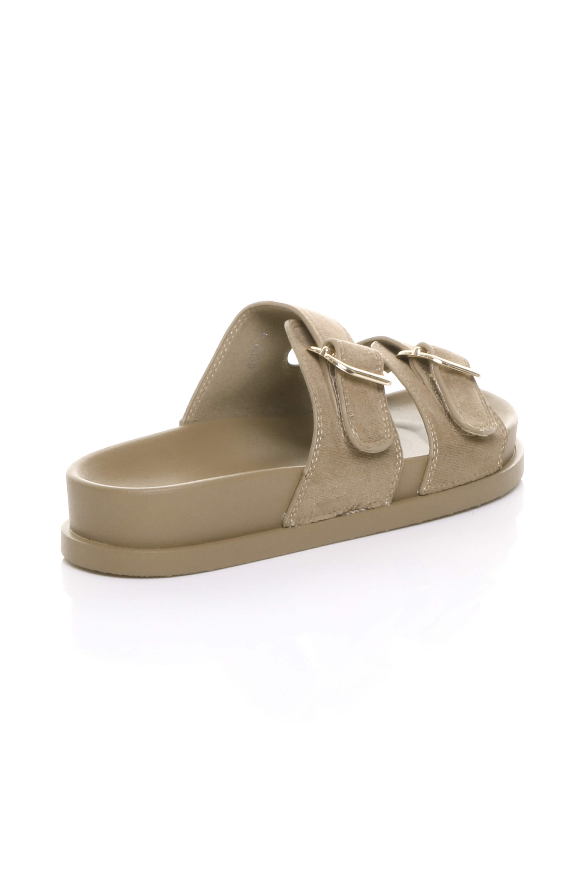 Taupe AJVANI Taupe Flatform Double Buckle Footbed Sandals, Image 4 of 4