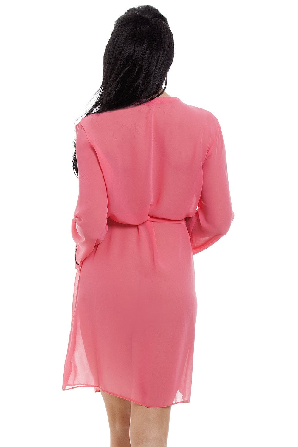 Coral Camille Lingerie Coral Lightweight Chiffon Chemise & Wrap Set, Image 4 of 6