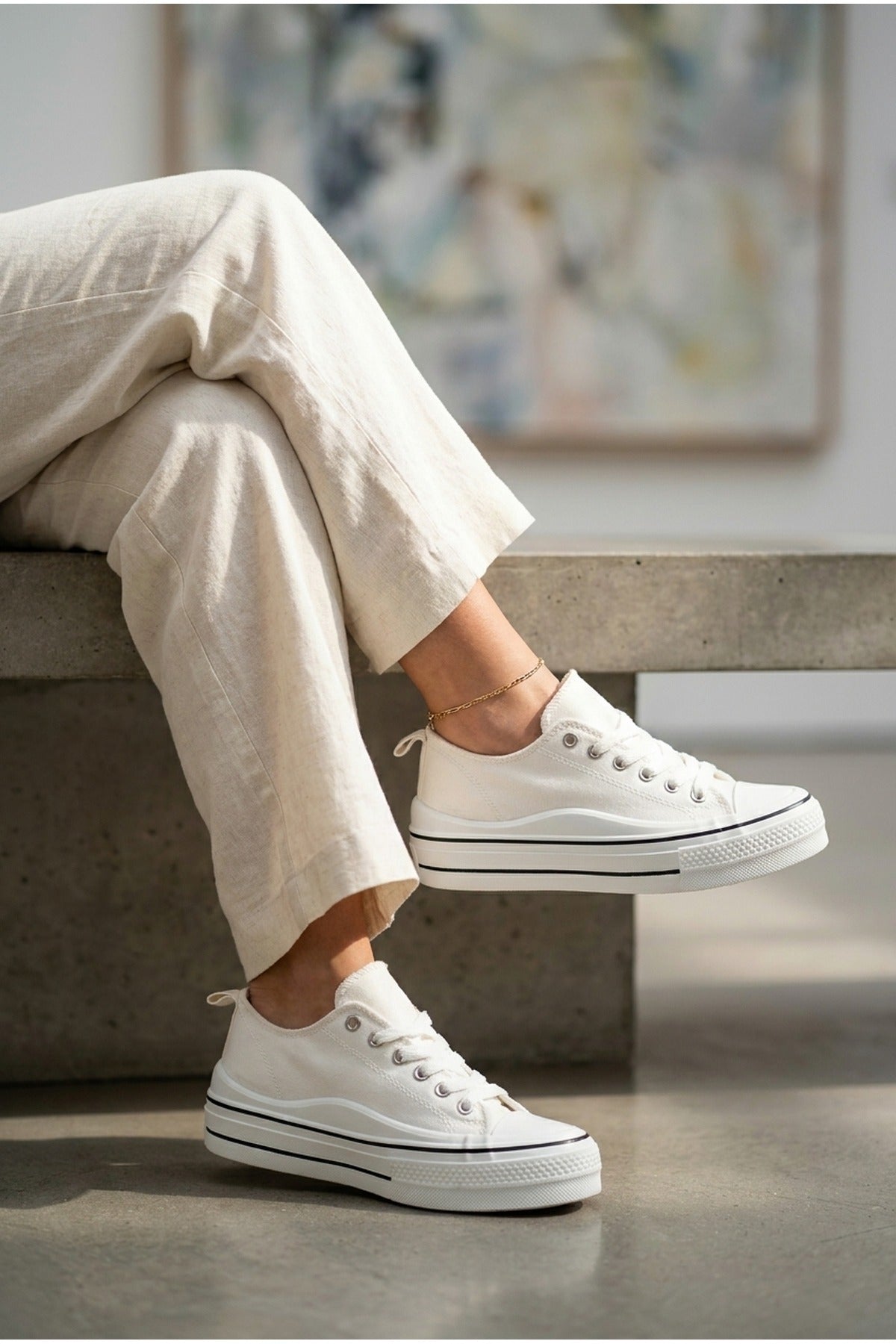White iKrush White Saoirse Low Top Canvas Trainers, Image 7 of 8