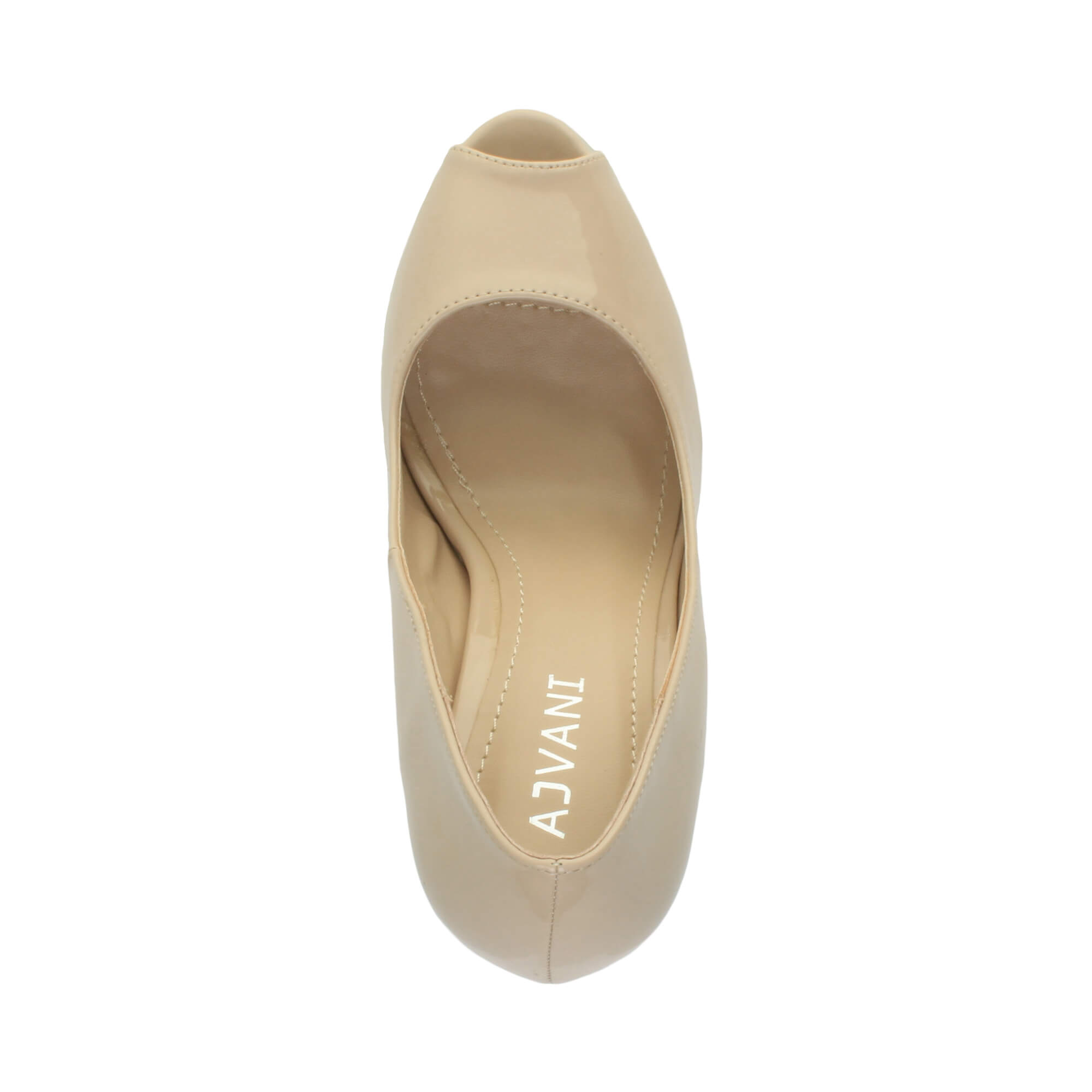 Natural High Heel Peep Toe Patent Court Shoes, Image 7 of 8
