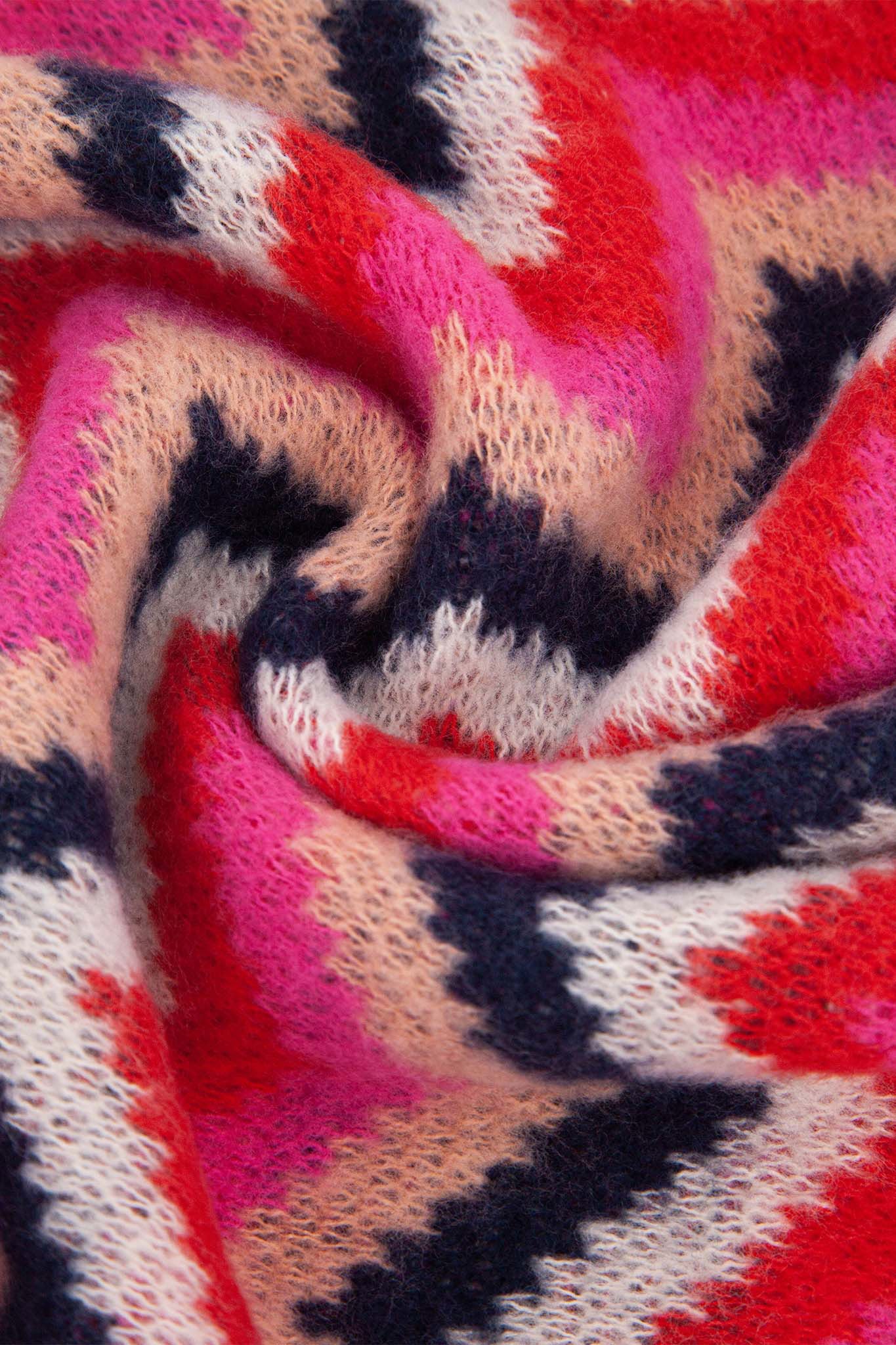 Red Zig Zag Stripe Winter Scarf, Image 4 of 4