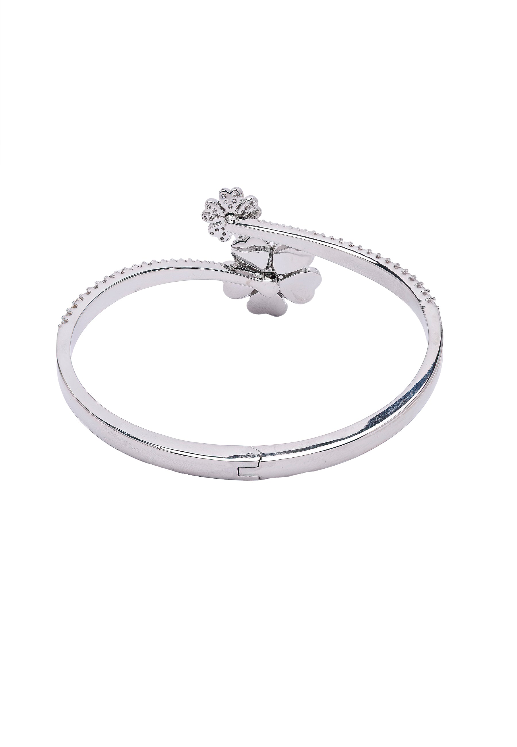 Silver Diva Dainty Flower Cuff Bracelet, Image 3 of 5