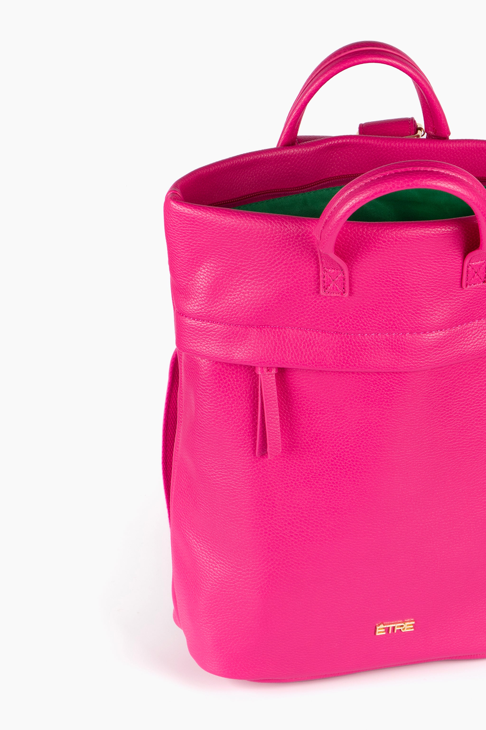 Fuchsia Top Handle Faux Leather Backpack, Image 5 of 5