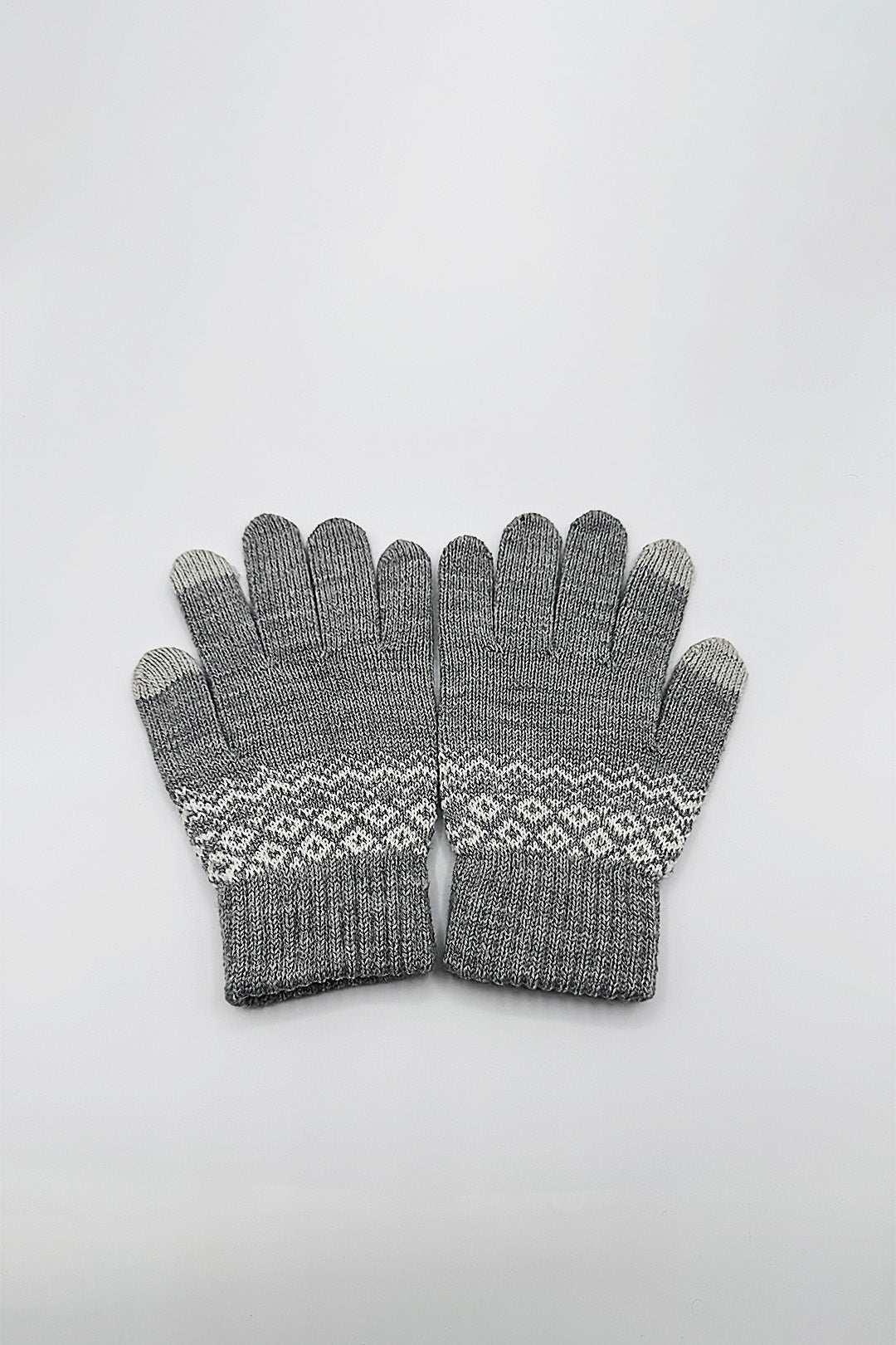 Grey Pattern Gloves - Touch Screen, Image 1 of 3