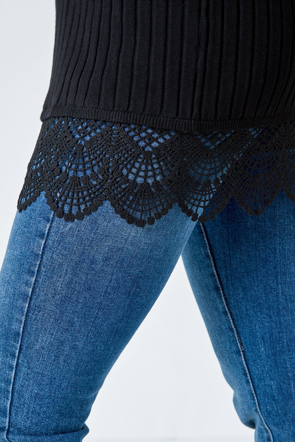 Black Edge to Edge Lace Cardigan, Image 6 of 5