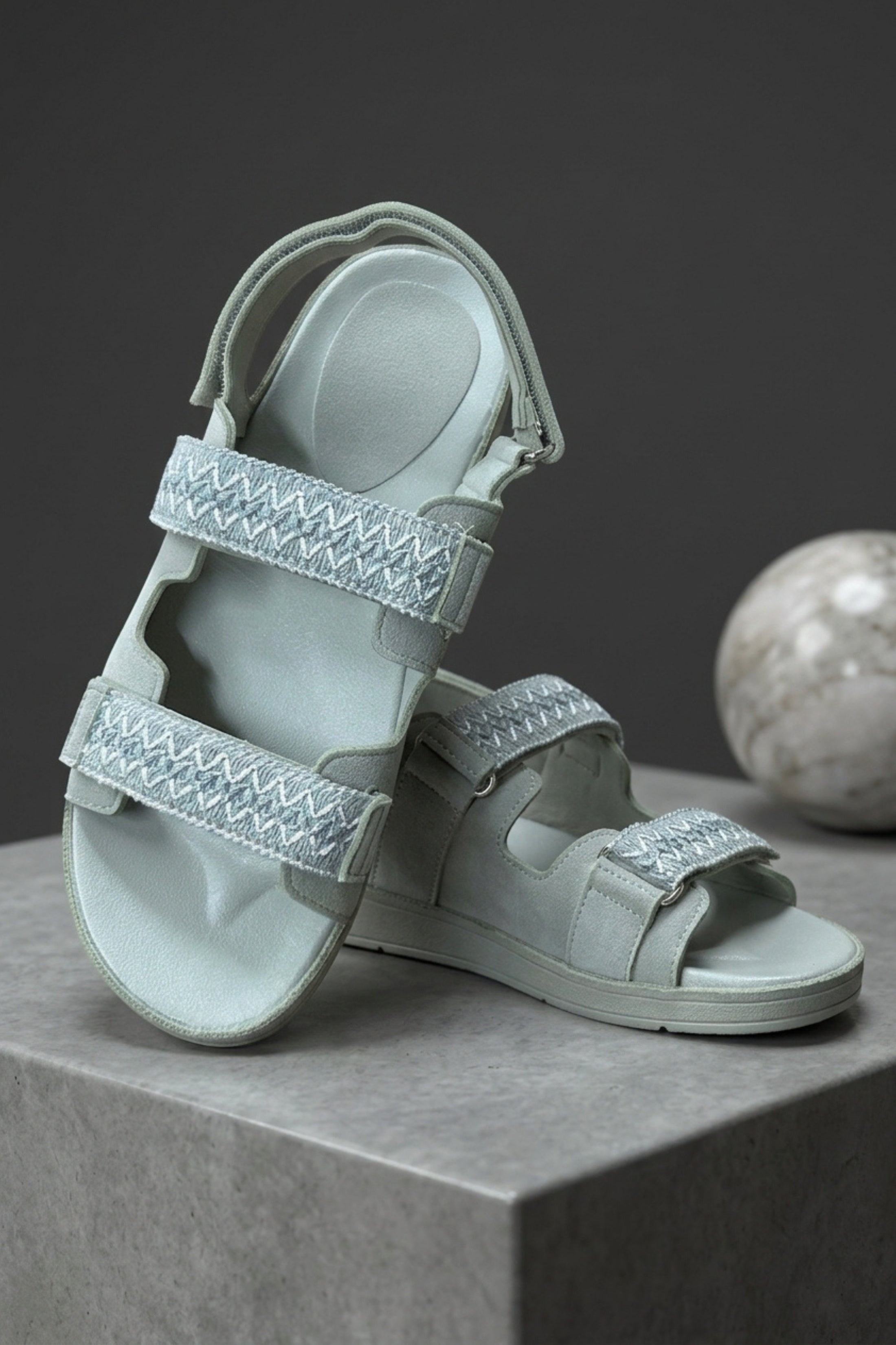 Grey Grey Gladiator Style Flat Sandals - Jessica, Image 1 of 2