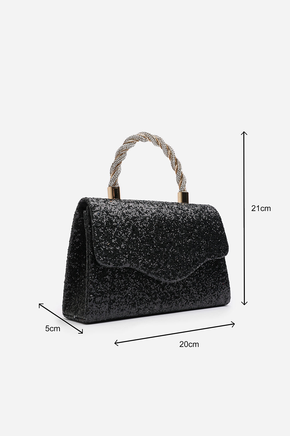 Pluie Glitter Evening Bag With Braided Top Handle, Image 7 of 8