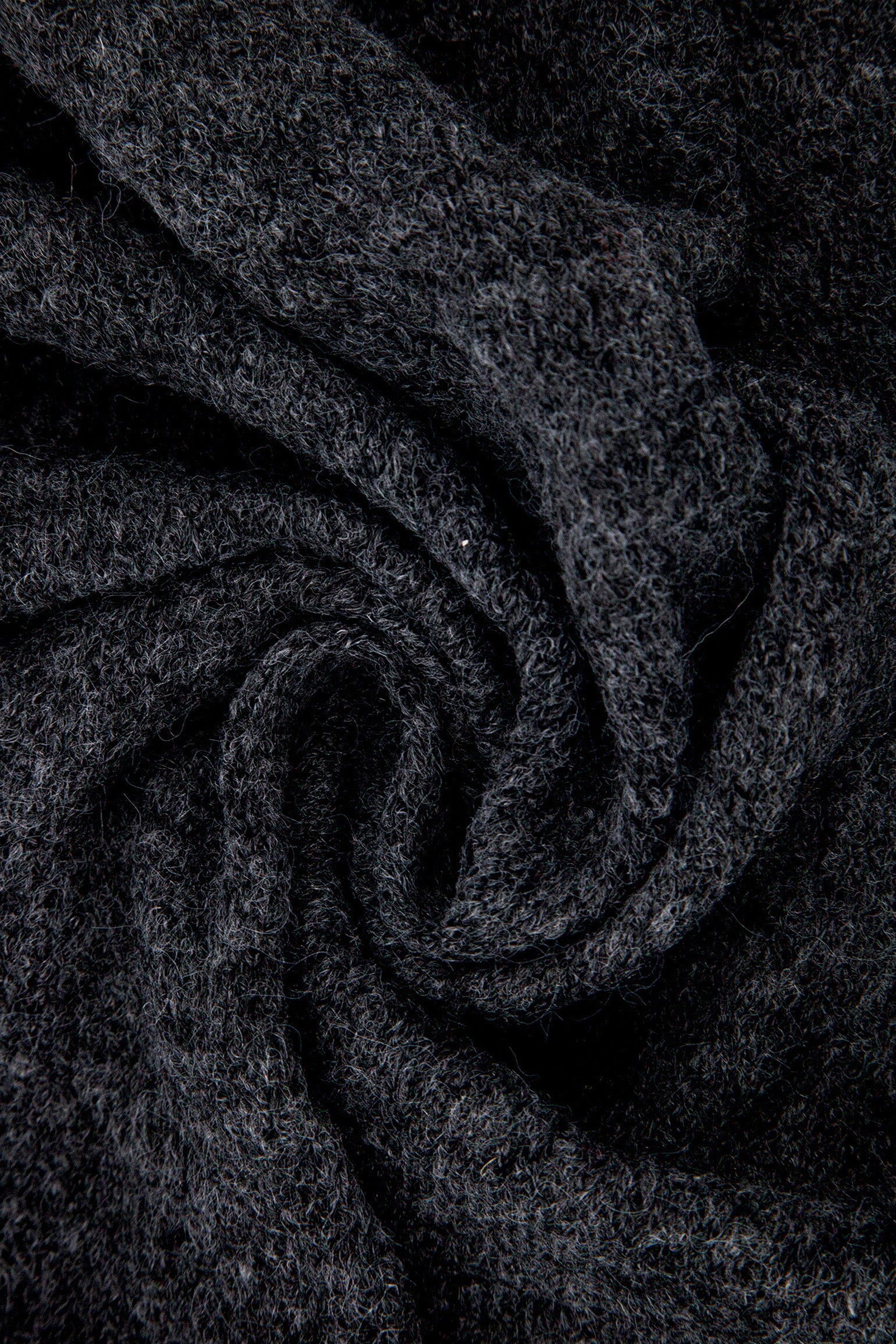 Dark Grey Plain Wool Blend Winter Scarf, Image 4 of 4