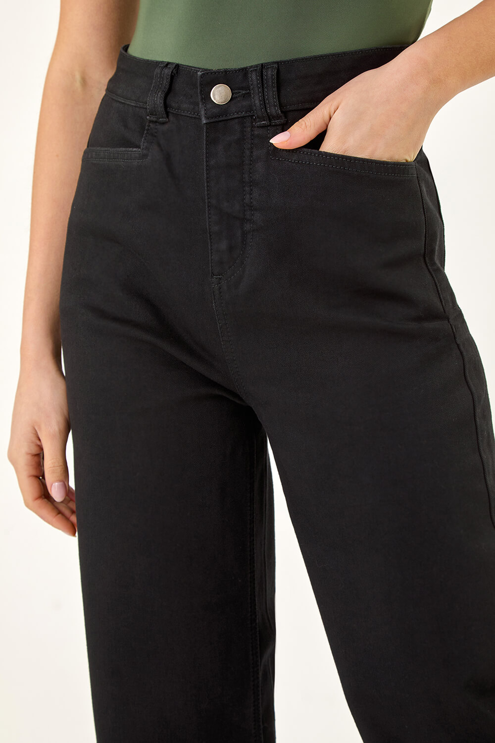 Black Dusk Denim Stretch Wide Leg Jeans, Image 6 of 5