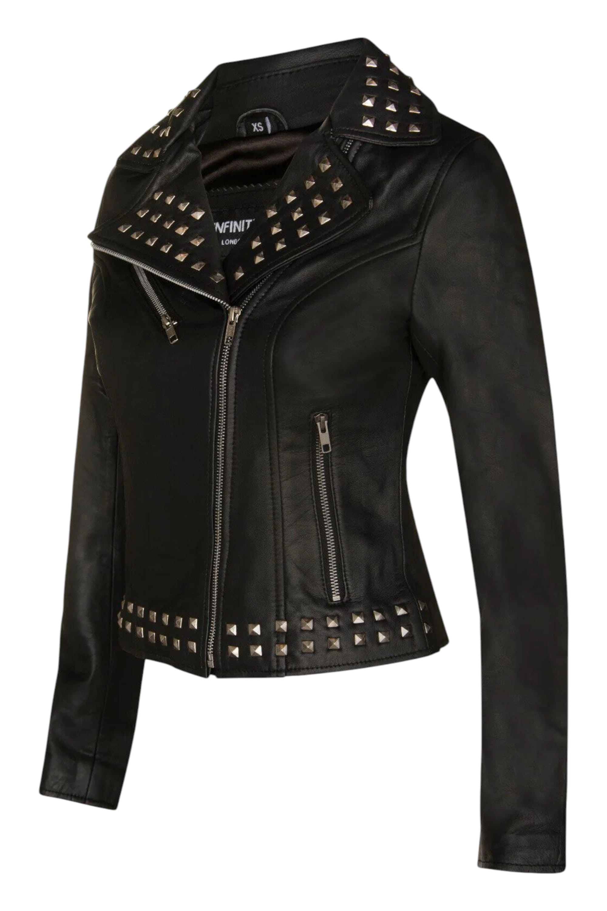 Black Gothic Biker Stud Leather Jacket -Bilbao, Image 3 of 4