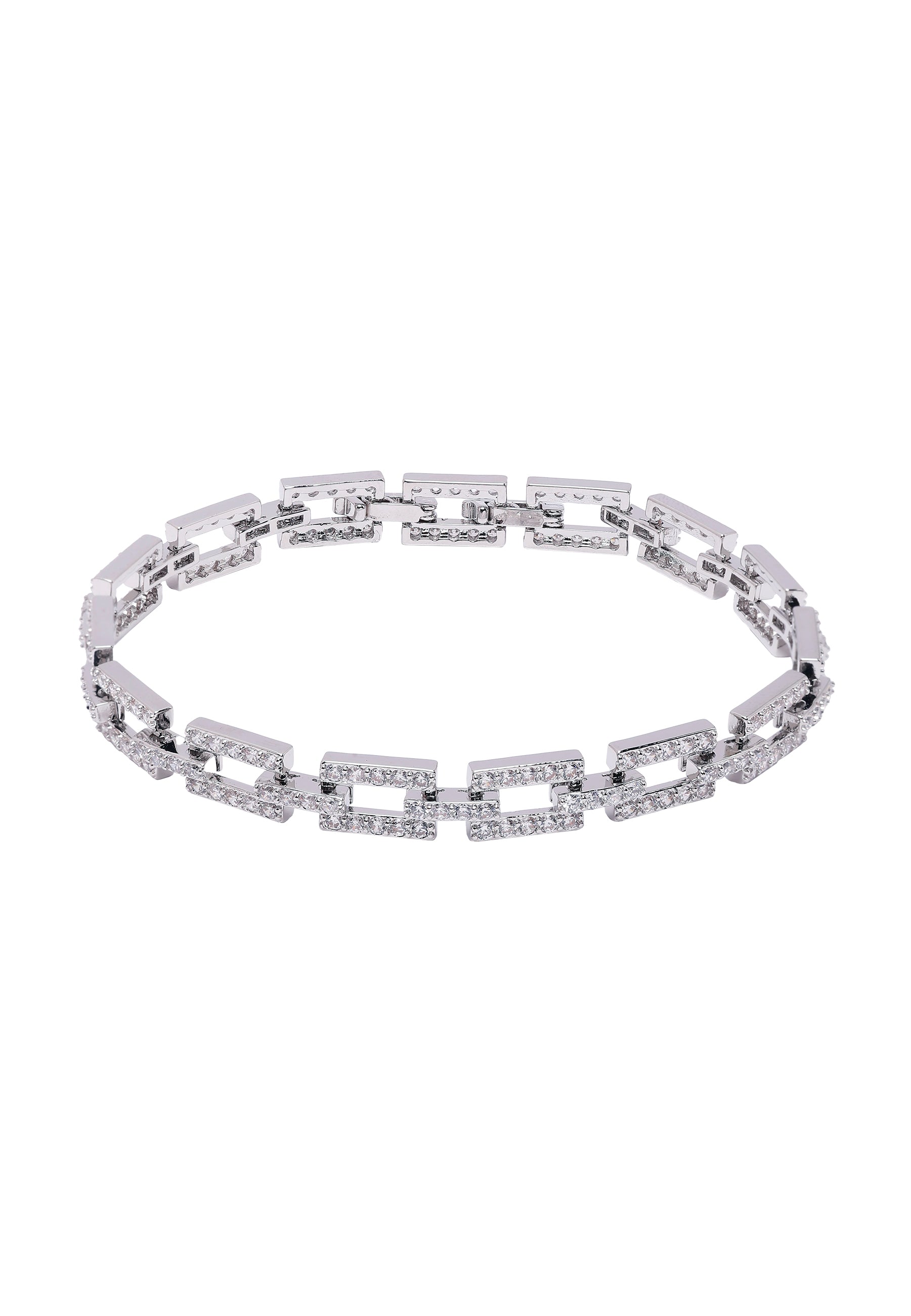 Metallic Diva Hollow Rectangle Chain Bracelet