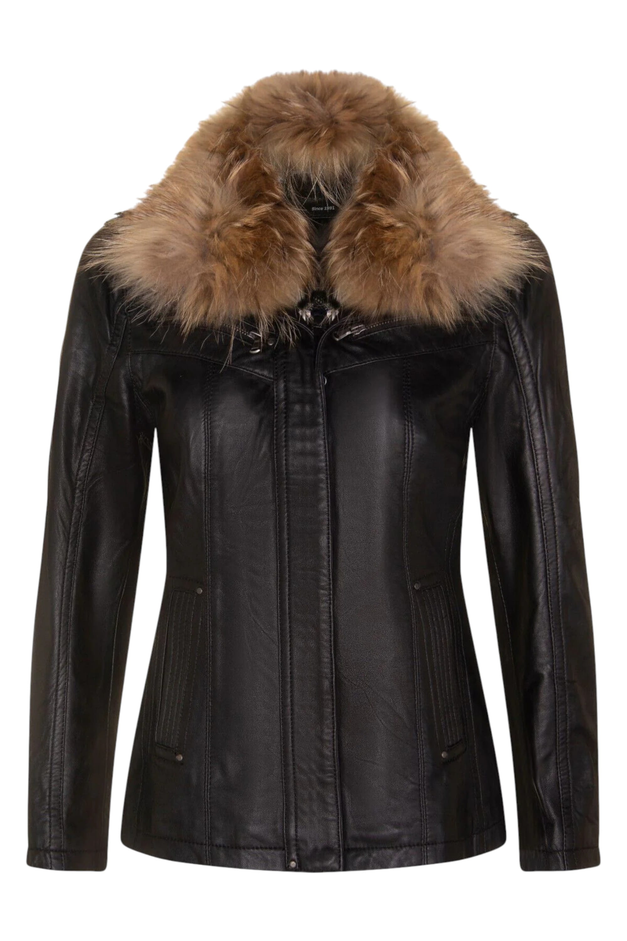 Black Womens Leather Parker Jacket - Arvada, Image 1 of 3