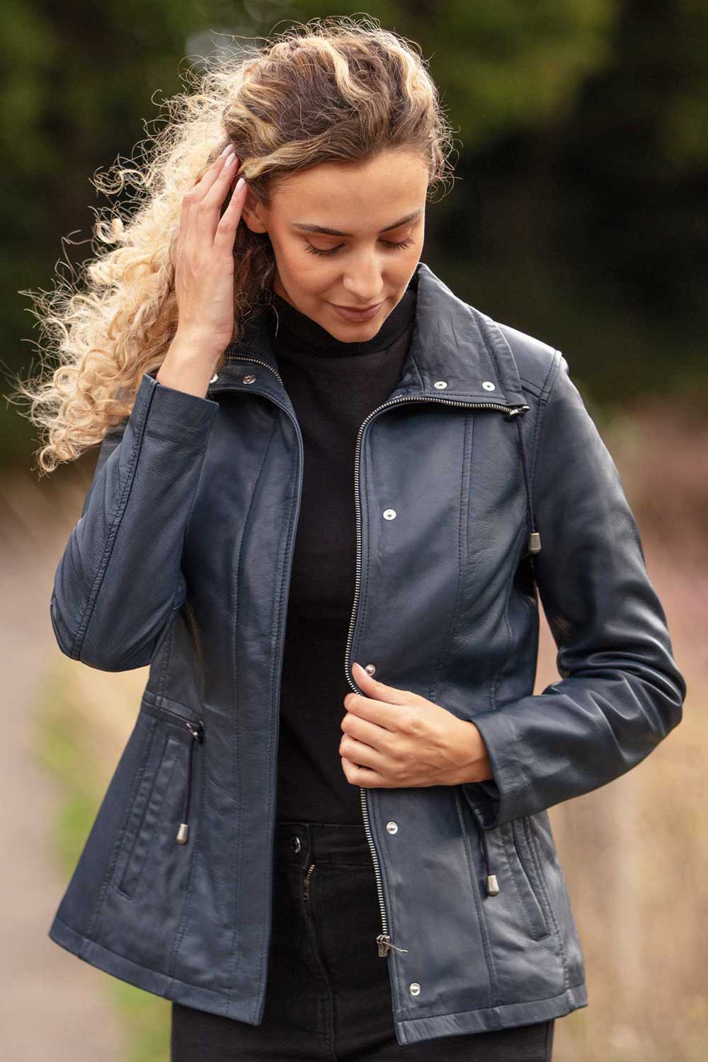 Navy Ashwood Leather Navy Versatile Real Leather Casual Jacket, Image 1 of 5