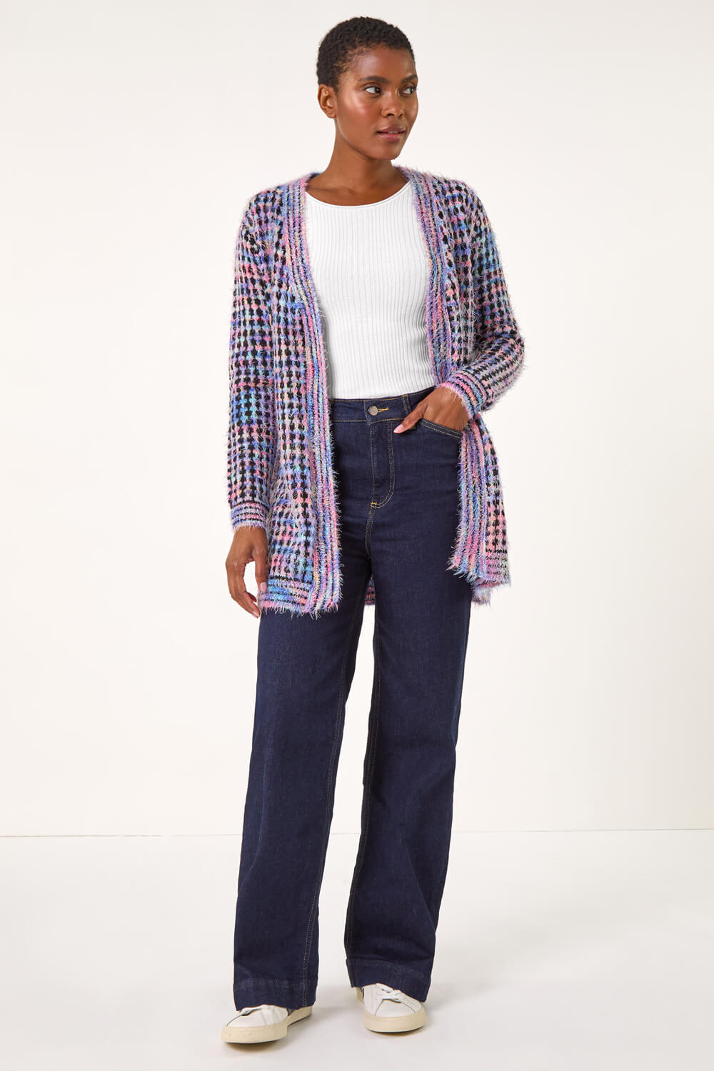 Lavender Spacedye Fluffy Cardigan | Roman UK