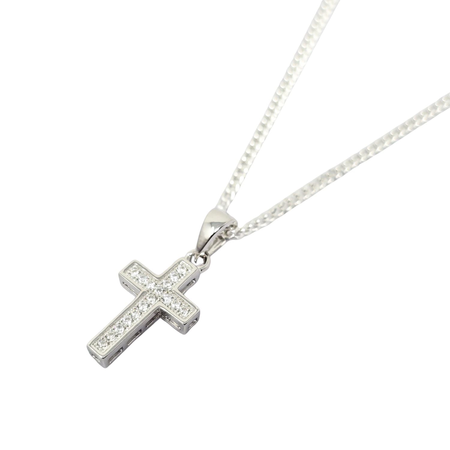 Silver Cubic Zirconia Meaningful Silver Cross Pendant Necklace, Image 1 of 1